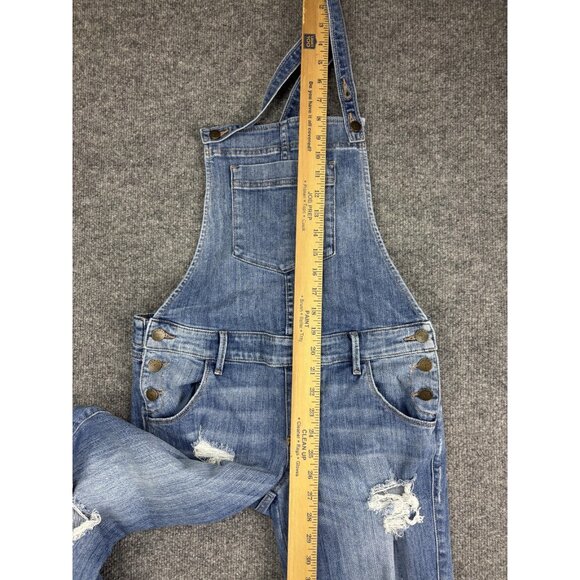 Guess Jeans Jeans Womens 27 Blue Distressed Ripped Denim Bib Overalls Skinny Leg - Picture 3 of 8
